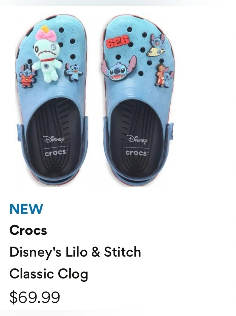 🛸 New! CROCS X Disney Stitch Clog Sandals with Charms Womens 8/Youth 6